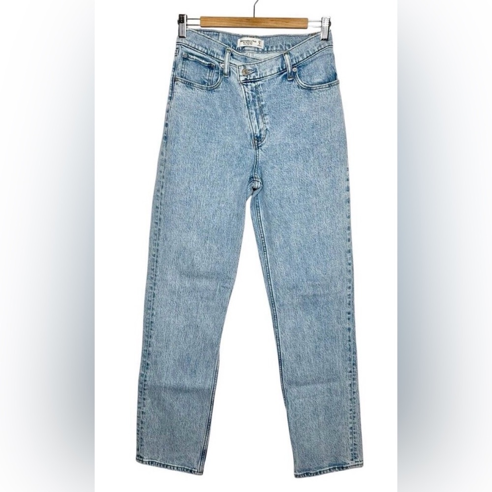 Abercrombie & Fitch Criss Cross 90s Straight Ultra High Rise Jeans Womens 4 Long